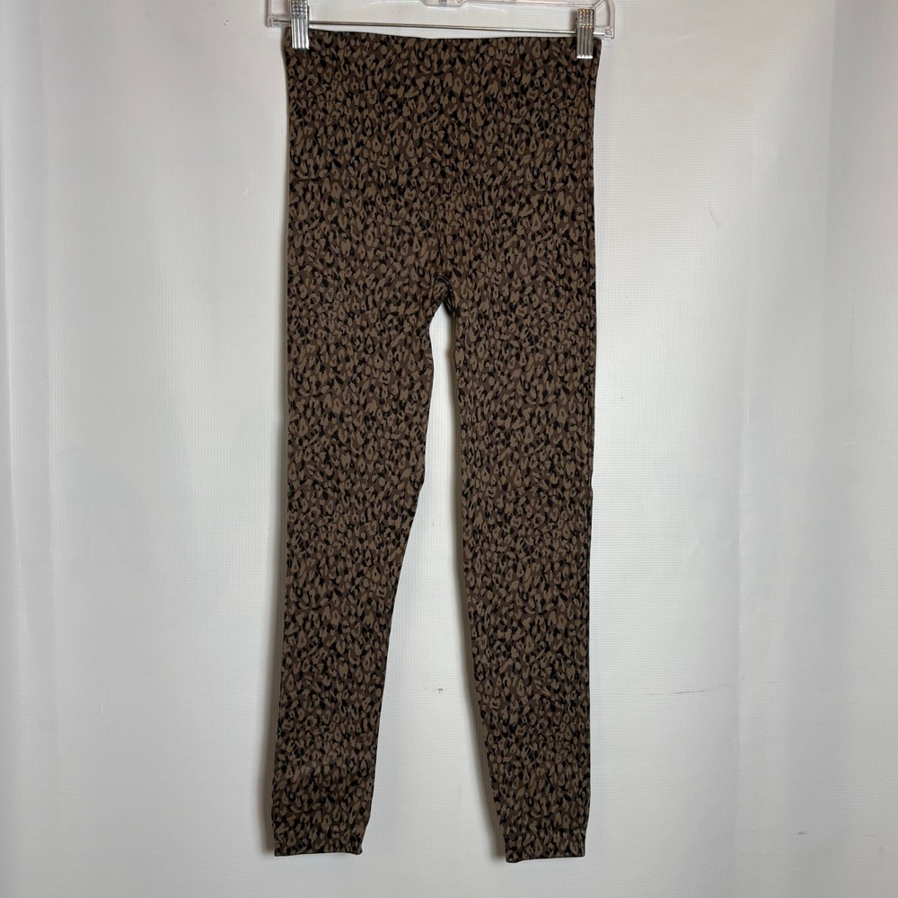 Spanx Look at‎ Me Now Seamless Leopard Print Leggings Brown Black Medium